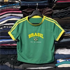 Green and Yellow Women Brasil Shirt